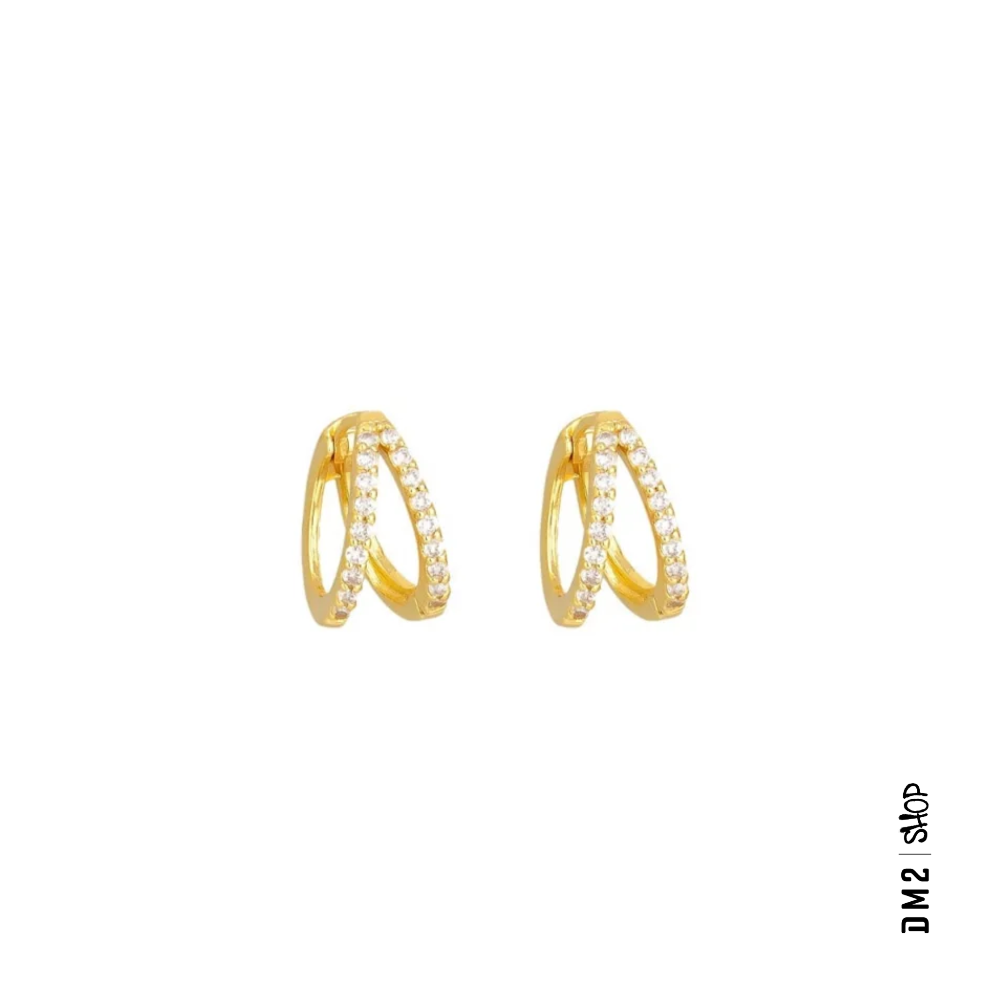 BOUCLES D'OREILLES - ANNEAUX DOUBLE - ZIRCONS