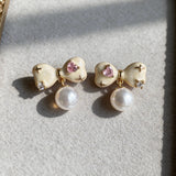 AureaJewelry - Boucles d'oreilles pendantes à nœud et perles