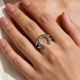 AureaJewelry - Bague ouverte en argent en forme de fer à cheval
