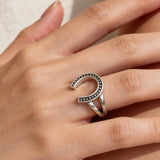 AureaJewelry - Bague ouverte en argent en forme de fer à cheval
