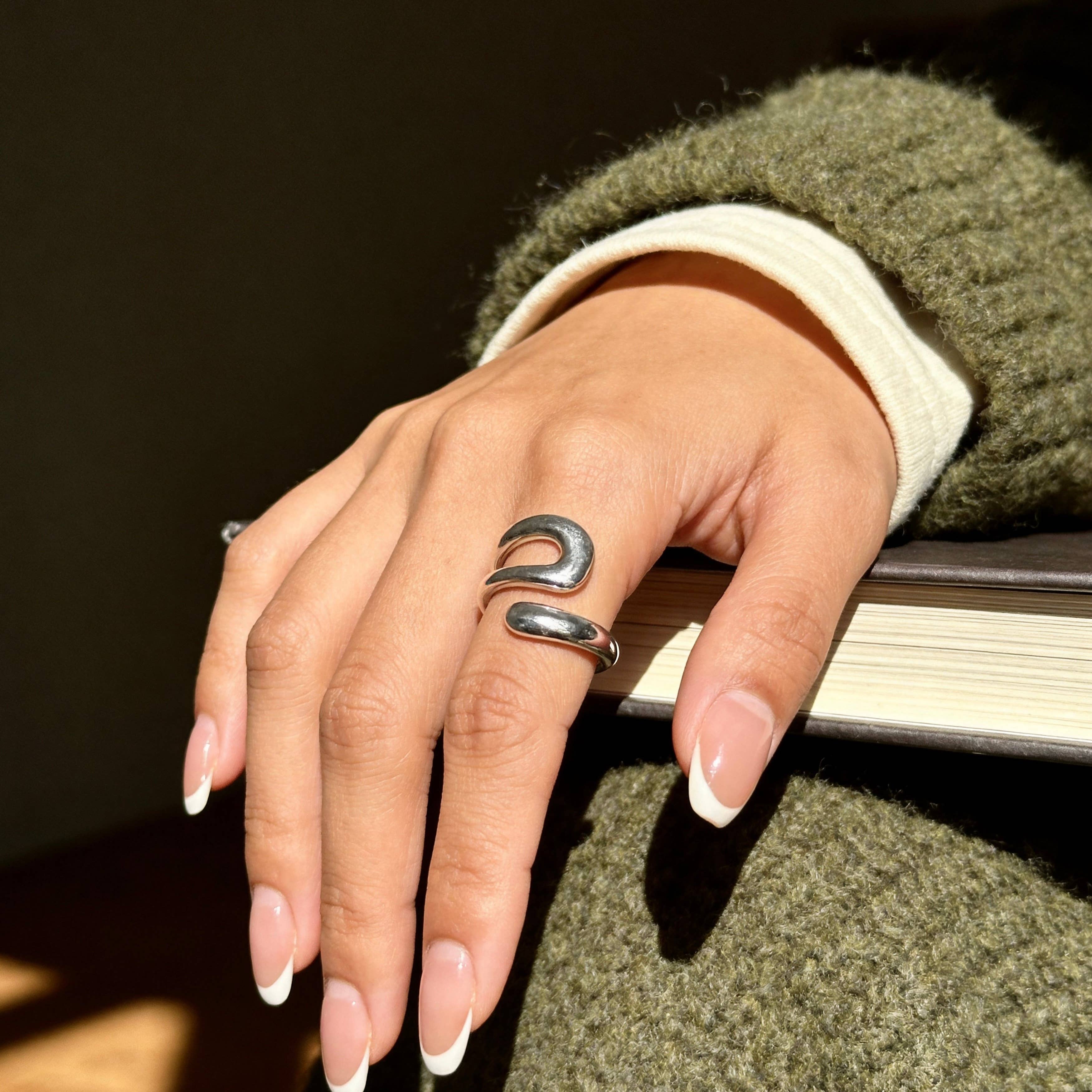 AureaJewelry - Bague SWIRL en argent - AJUSTABLE