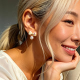 AureaJewelry - Boucles d'oreilles pendantes à nœud et perles