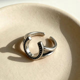 AureaJewelry - Bague ouverte en argent en forme de fer à cheval