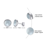 Boucles d'oreilles Clous Rondes en Acier Inoxydable Minimalistes Turquoise Coquillage Fermoir à Vis Bijoux de Piercing Géométriques Homme Femme