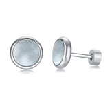 Boucles d'oreilles Clous Rondes en Acier Inoxydable Minimalistes Turquoise Coquillage Fermoir à Vis Bijoux de Piercing Géométriques Homme Femme