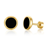 Boucles d'oreilles Clous Rondes en Acier Inoxydable Minimalistes Turquoise Coquillage Fermoir à Vis Bijoux de Piercing Géométriques Homme Femme