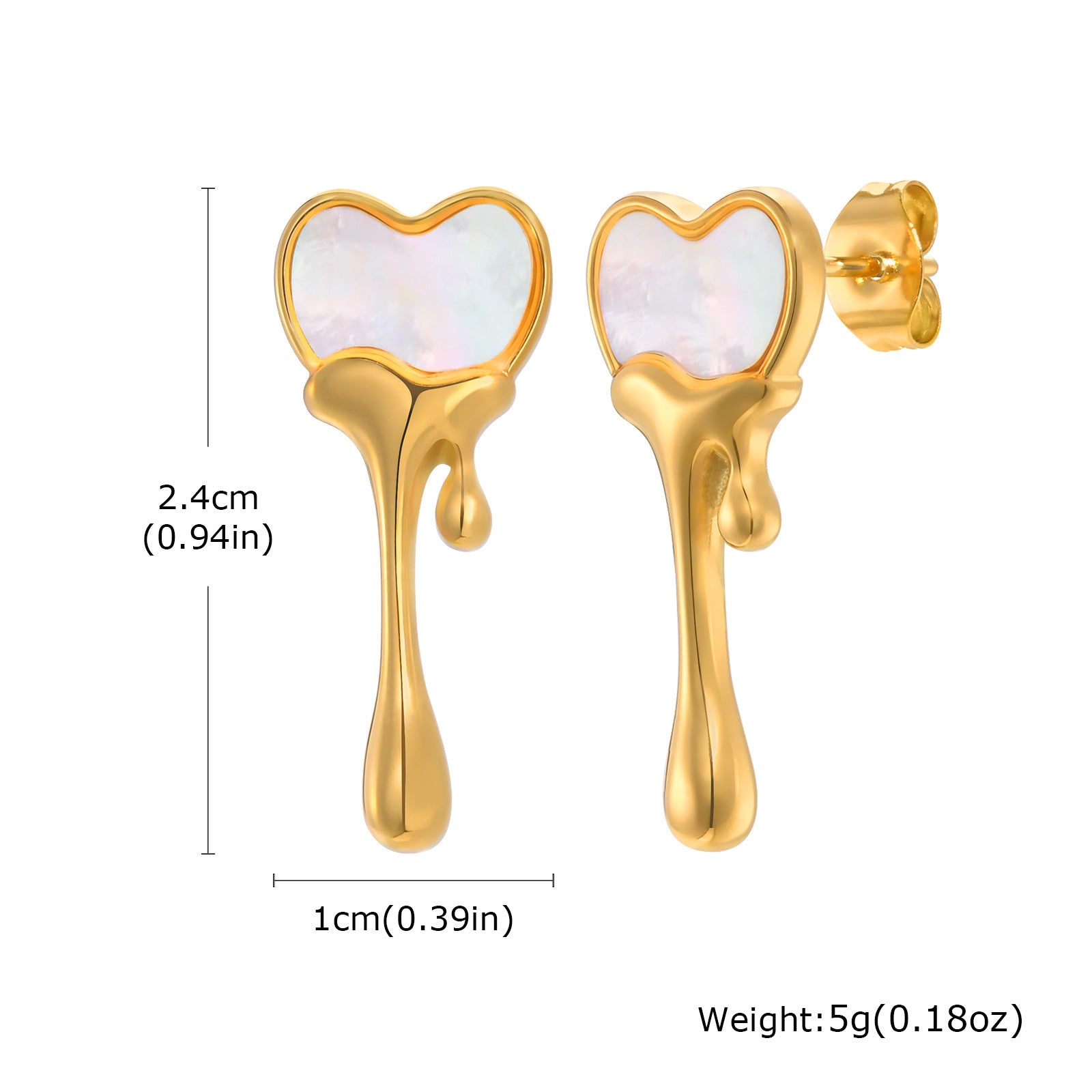 COEUR DE LAVE NACRE - BOUCLE D'OREILLE EN ACIER INOXIDABLE