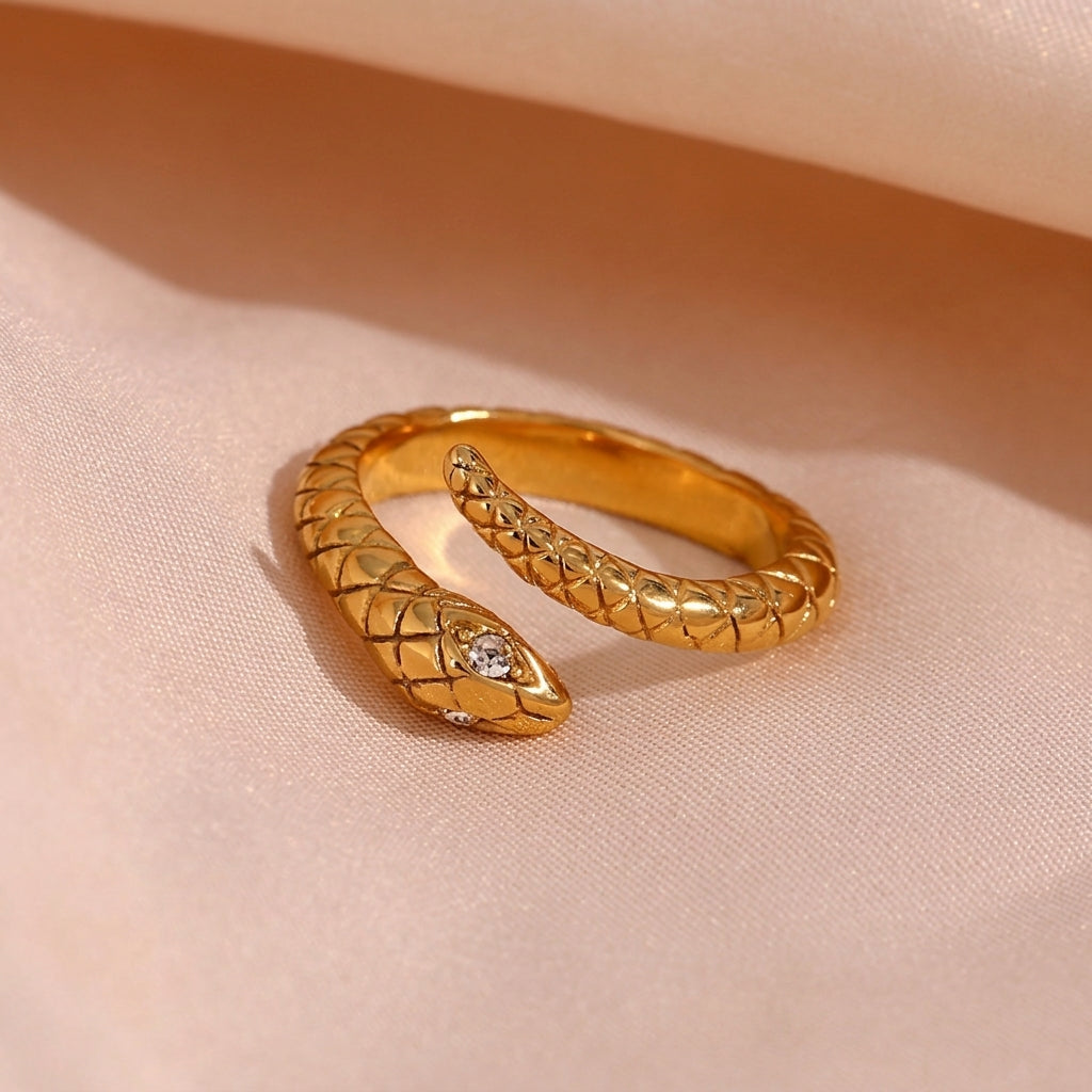 BAGUE SERPENT ZIRCONIA - ACIER INOXYDABLE