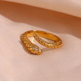 BAGUE SERPENT ZIRCONIA - ACIER INOXYDABLE