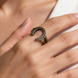 AureaJewelry - Bague fer à cheval vintage dorée réglable
