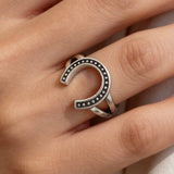 AureaJewelry - Bague ouverte en argent en forme de fer à cheval
