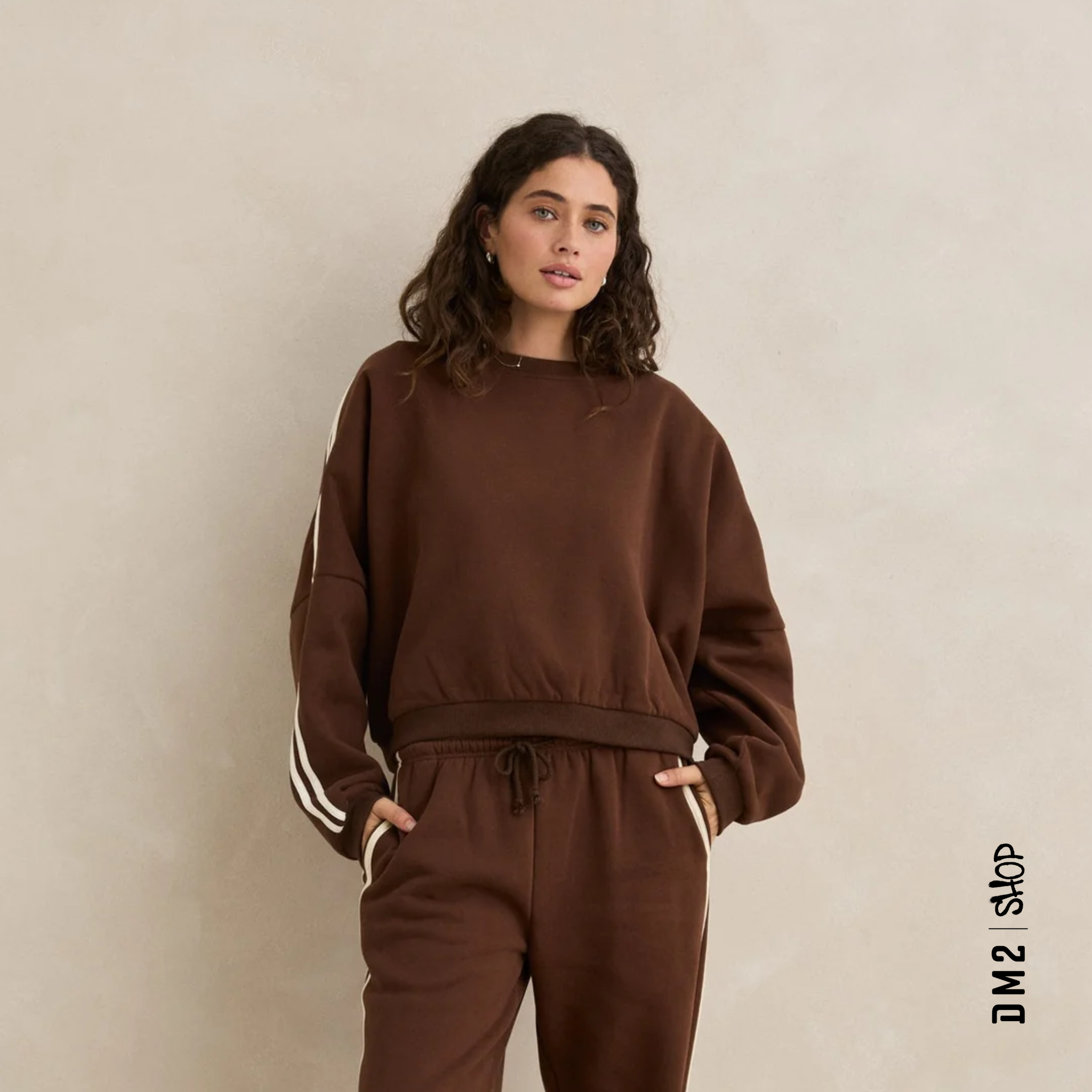 CREWNECK RHYTHM CONTRAST BROWN FEMME - DM2 SHOP