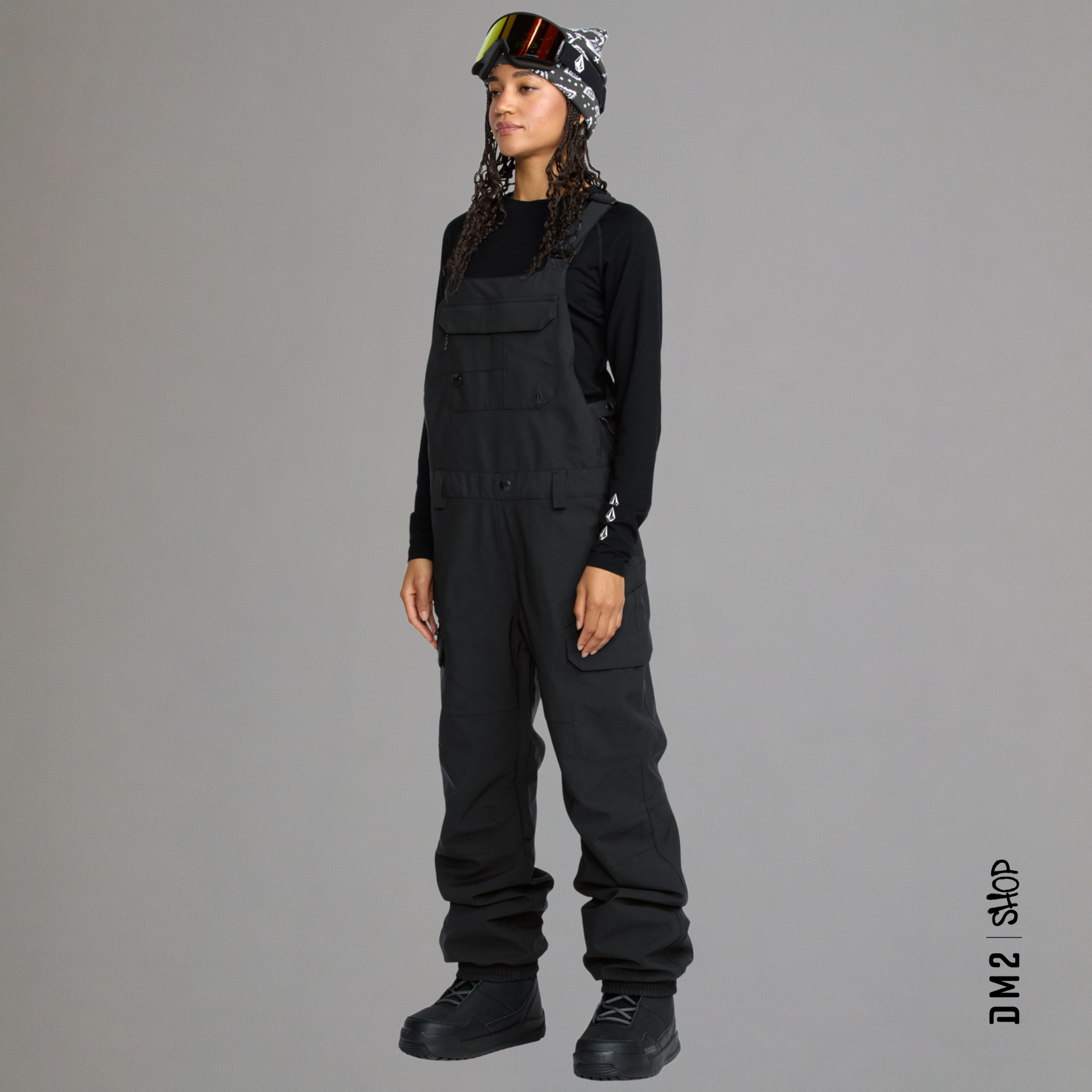 SALOPETTE SNOW FEMME - CRESTON 3D BIB NOIR - ISOLÉ