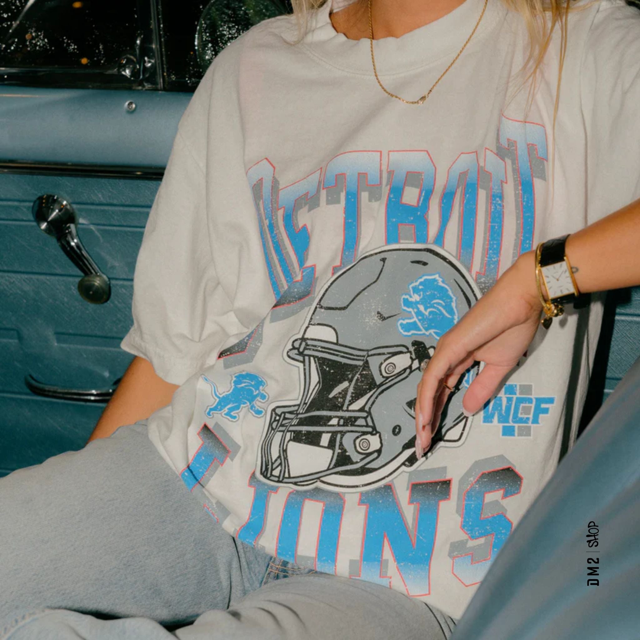 T - SHIRT UNISEXE DETROIT LIONS, MARBLE - DM2 SHOP