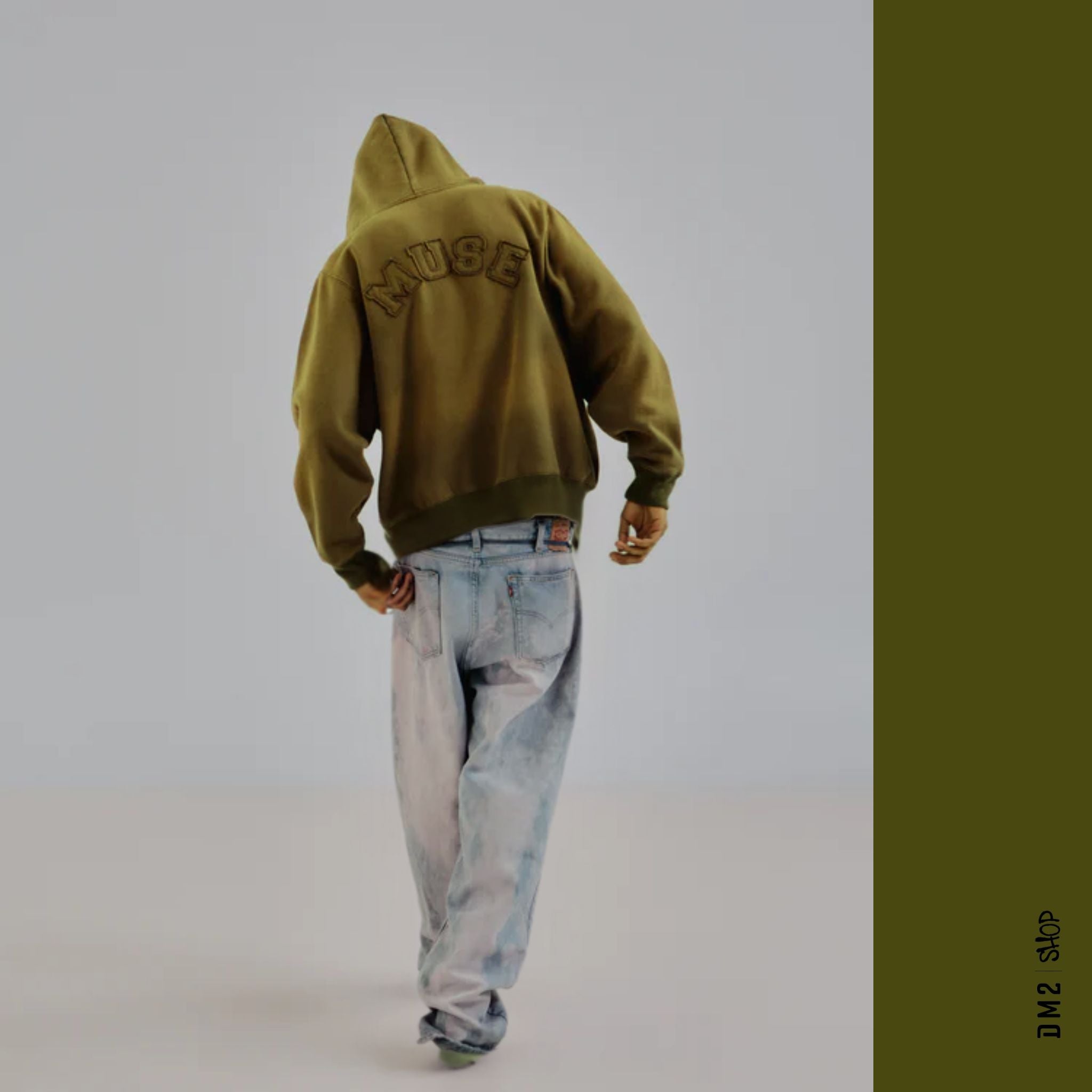 HOOD ZIP HEAVY WEIGHT OLIVE UNISEXE, MUSE - DM2 SHOP