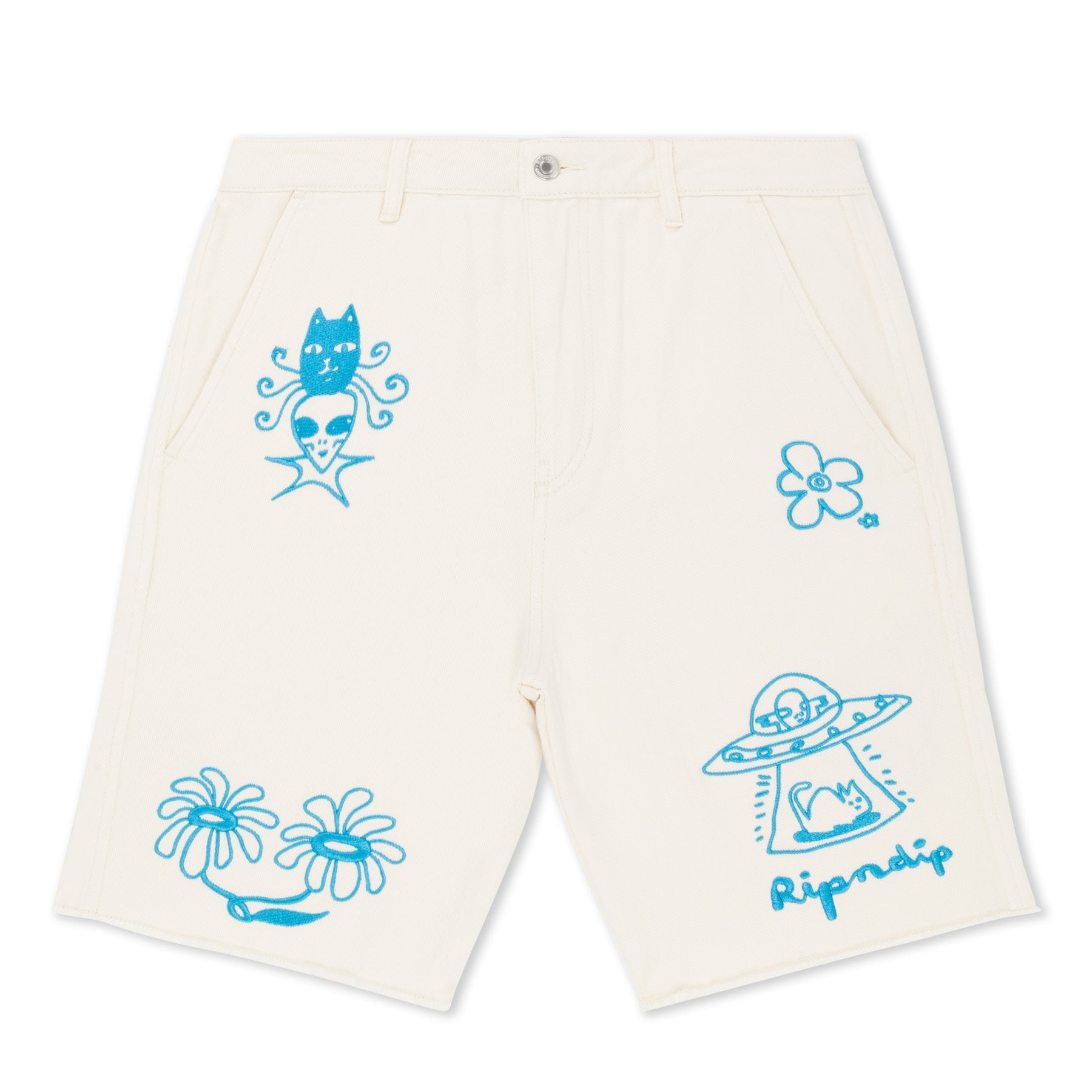 SHORT BLONDED DENIM UNISEX BLANC - DM2 SHOP