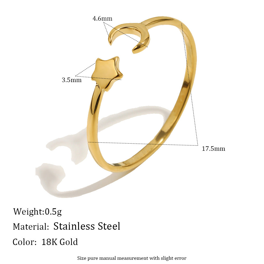 STAR MOON RING - ACIER INOXYDABLE - PLAQUÉ OR