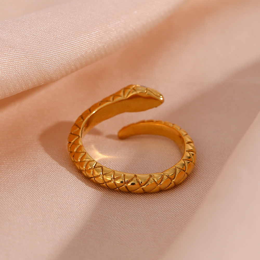 BAGUE SERPENT ZIRCONIA - ACIER INOXYDABLE