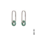BOUCLES D'OREILLES - ANNEAUX RECTANGLE - PIERRE SEMI PRÉCIEUSE