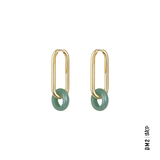 BOUCLES D'OREILLES - ANNEAUX RECTANGLE - PIERRE SEMI PRÉCIEUSE