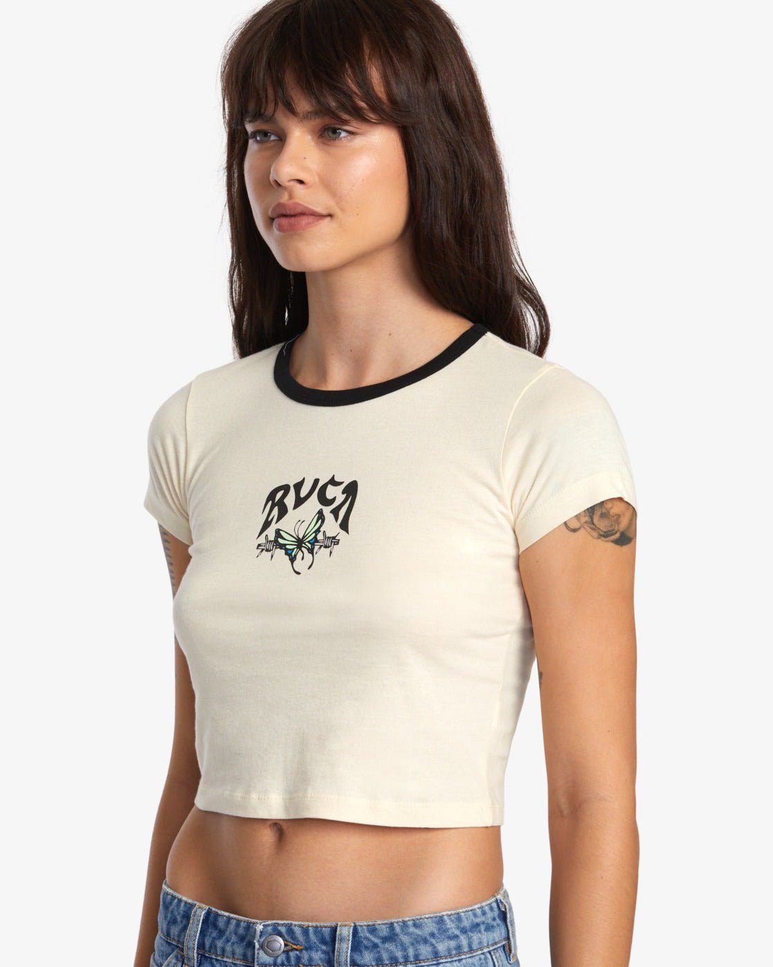 RVCA SHRUNKEN RINGER BEIGE FEMME - DM2 SHOP