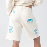SHORT BLONDED DENIM UNISEX BLANC - DM2 SHOP