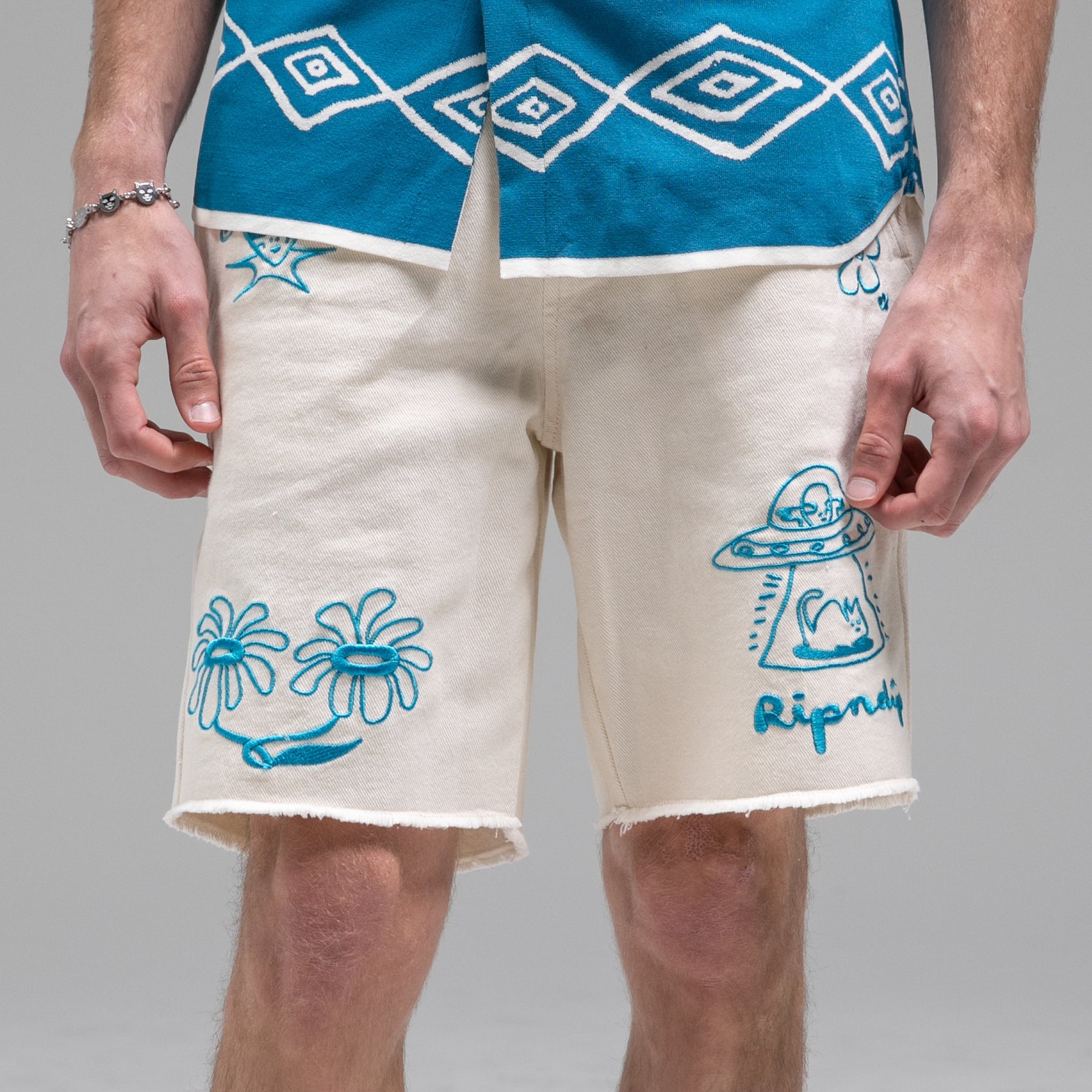 SHORT BLONDED DENIM UNISEX BLANC - DM2 SHOP