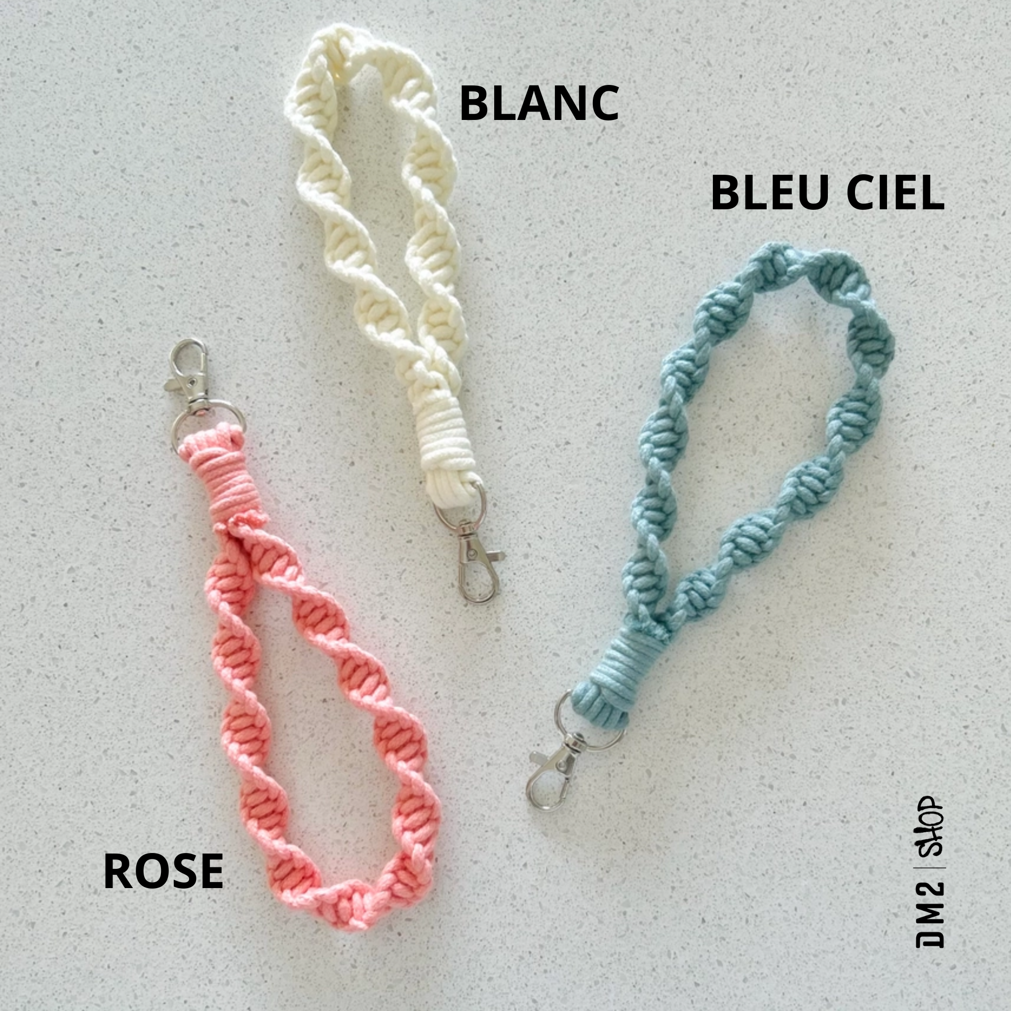 PORTE-CLÉ TORSADE - MACRAMÉ - PLUSIEURS COULEURS