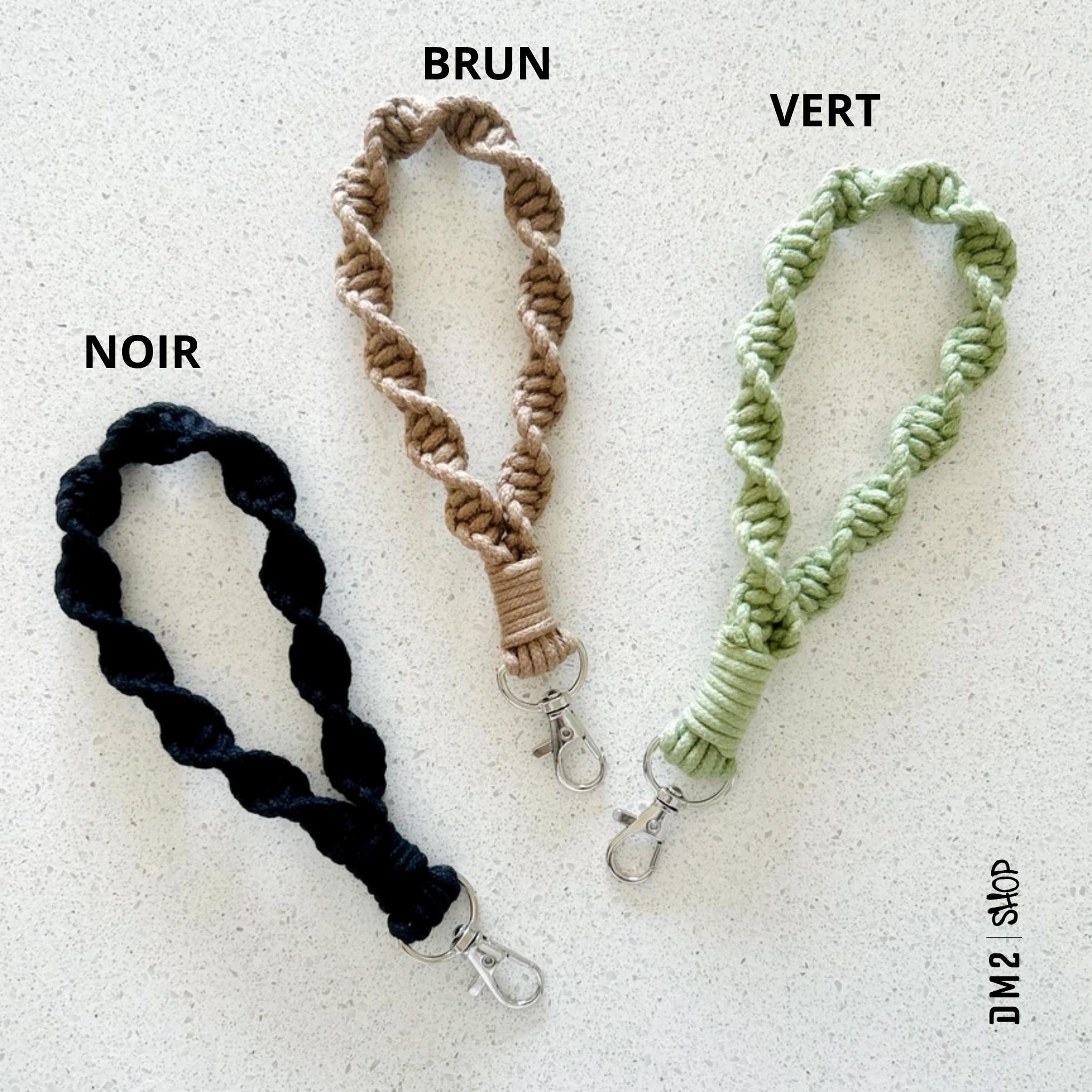 PORTE-CLÉ TORSADE - MACRAMÉ - PLUSIEURS COULEURS