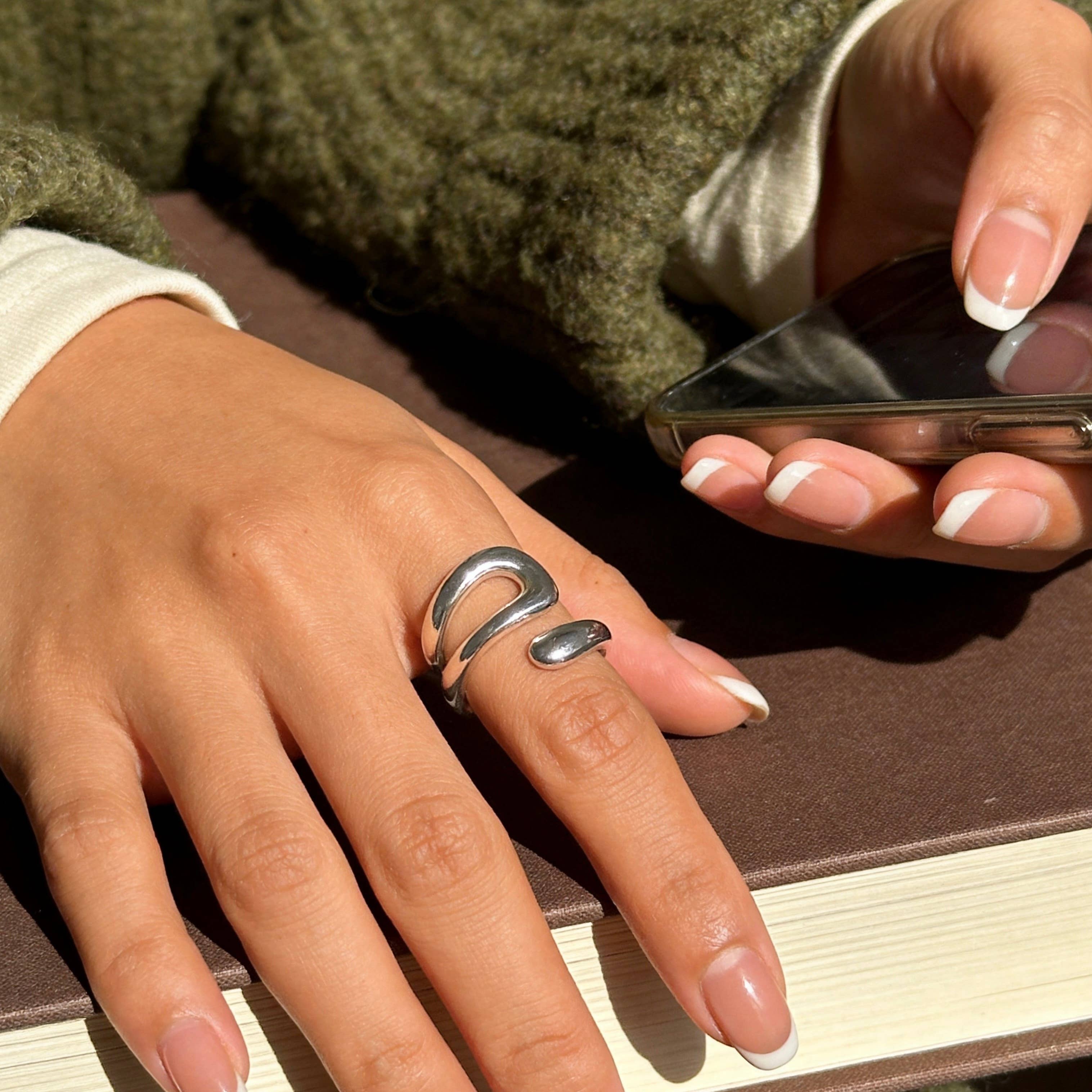 AureaJewelry - Bague SWIRL en argent - AJUSTABLE
