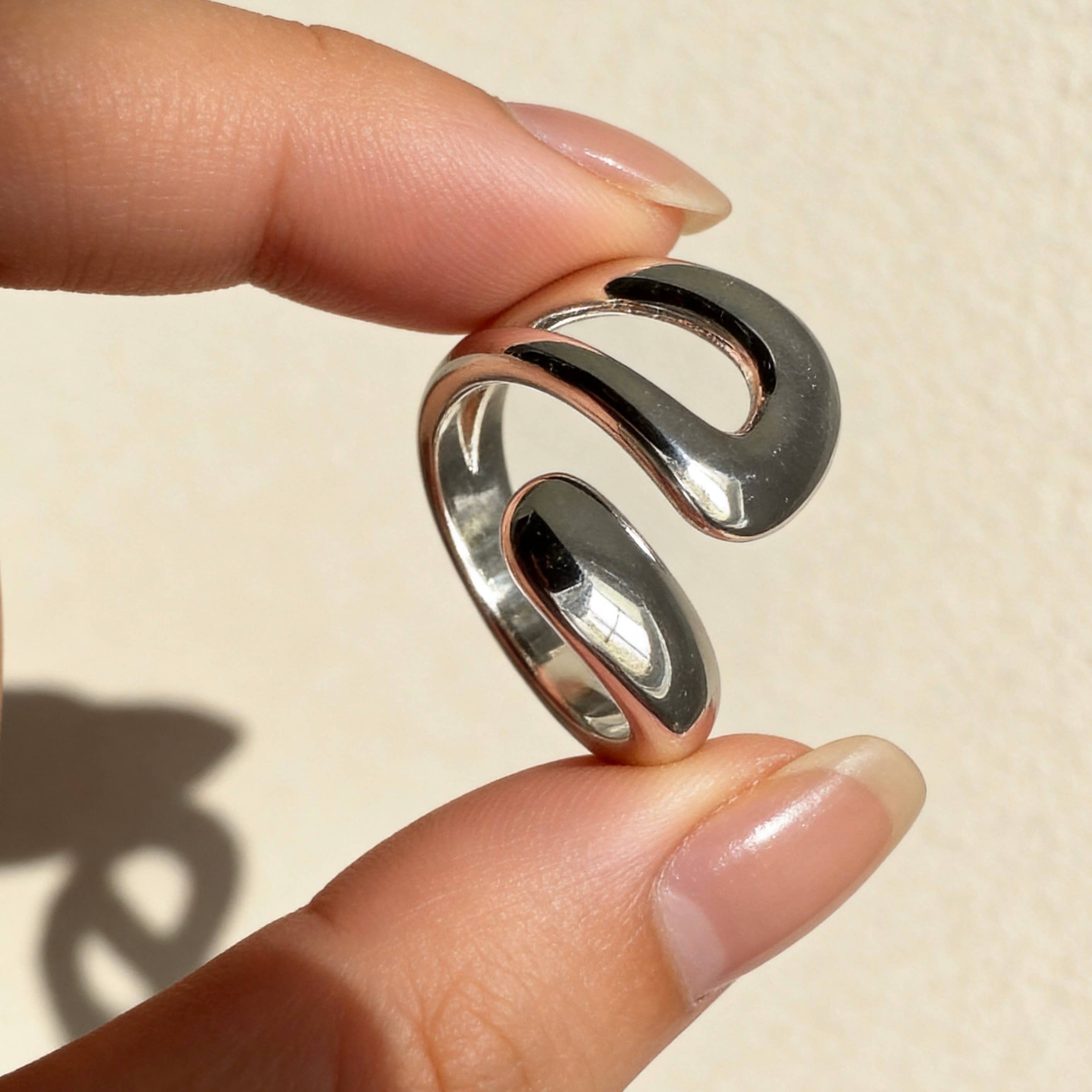 AureaJewelry - Bague SWIRL en argent - AJUSTABLE