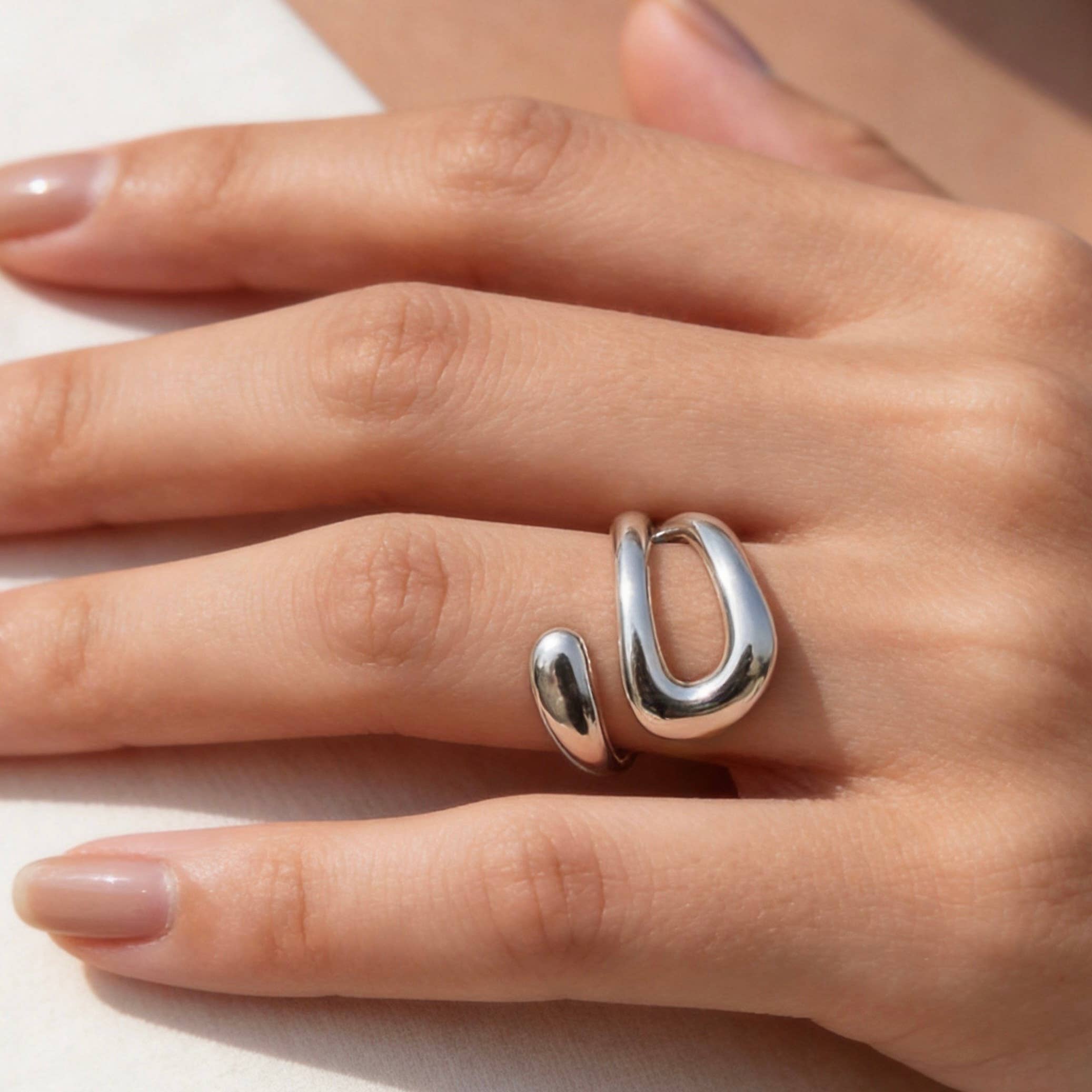 AureaJewelry - Bague SWIRL en argent - AJUSTABLE