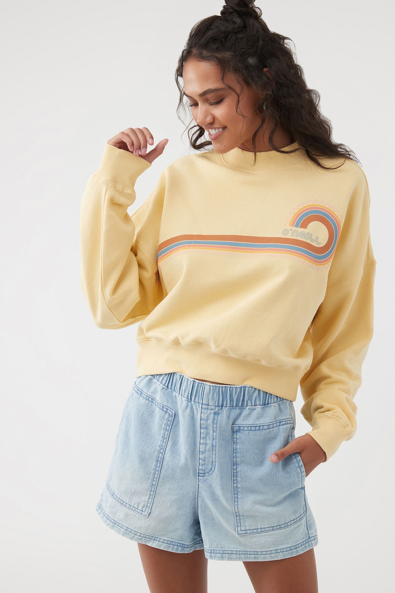 CREWNECK FEMME MOMENT CROP JAUNE O'NEILL - DM2 SHOP