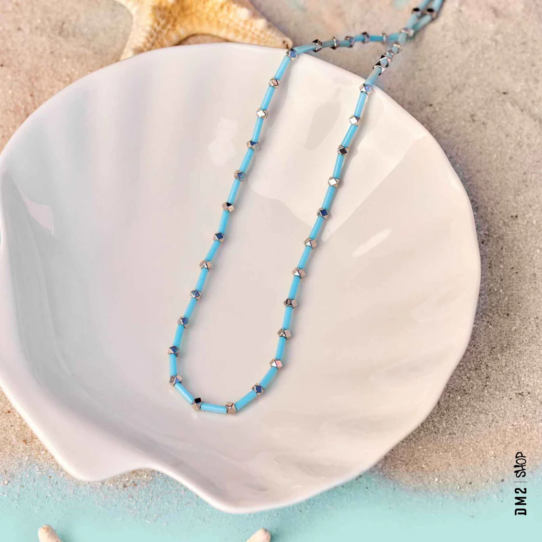 COLLIER TUBE BEAD BLEU PURA VIDA - DM2 SHOP
