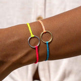 PURA VIDA BRACELET 2 TONE CIRCLE BLEU / CORAIL