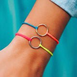 PURA VIDA BRACELET 2 TONE CIRCLE BLEU / CORAIL
